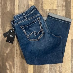 Silver Elyse Curvy Fit Mid Rise Capri